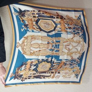 NEW 100% Silk Equestrian Print Scarf